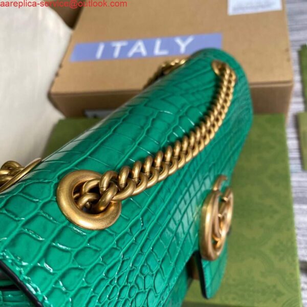 Replica Gucci 443497 GG Marmont Small Crocodile Pattern Matelassé Shoulder Bag Green 5