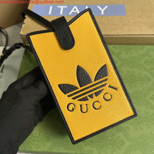 Replica Adidas x Gucci phone case 702203 Off-black and yellow leather 5