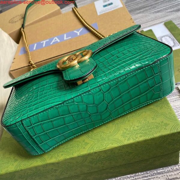 Replica Gucci 443497 GG Marmont Small Crocodile Pattern Matelassé Shoulder Bag Green 8