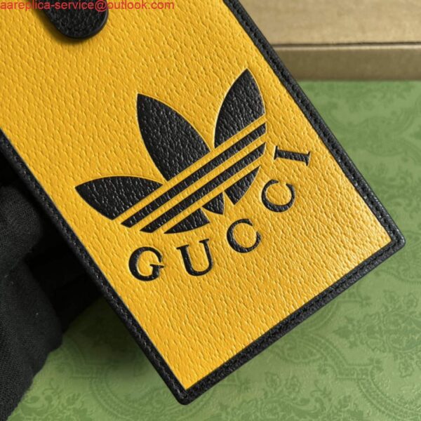 Replica Adidas x Gucci phone case 702203 Off-black and yellow leather 6