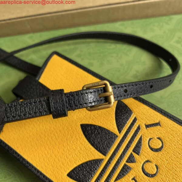 Replica Adidas x Gucci phone case 702203 Off-black and yellow leather 9