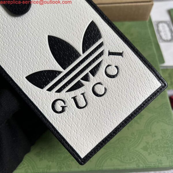 Replica Adidas x Gucci phone case 702203 Off-white and black leather 6