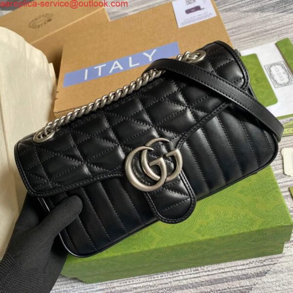 Replica Gucci 443497 GG Marmont Small Shoulder Bag Black 6