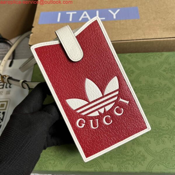 Replica Adidas x Gucci phone case 702203 Red and off-white leather 5