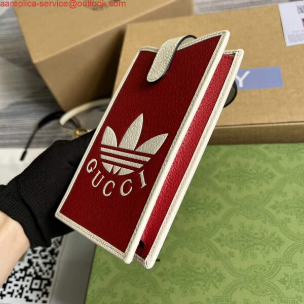 Replica Adidas x Gucci phone case 702203 Red and off-white leather 8