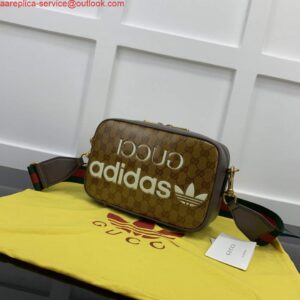 Replica Adidas x Gucci small shoulder bag 702427 Beige and brown GG canvas