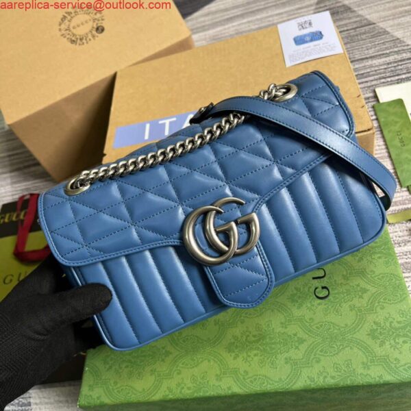 Replica Gucci 443497 GG Marmont Small Shoulder Bag Blue 5