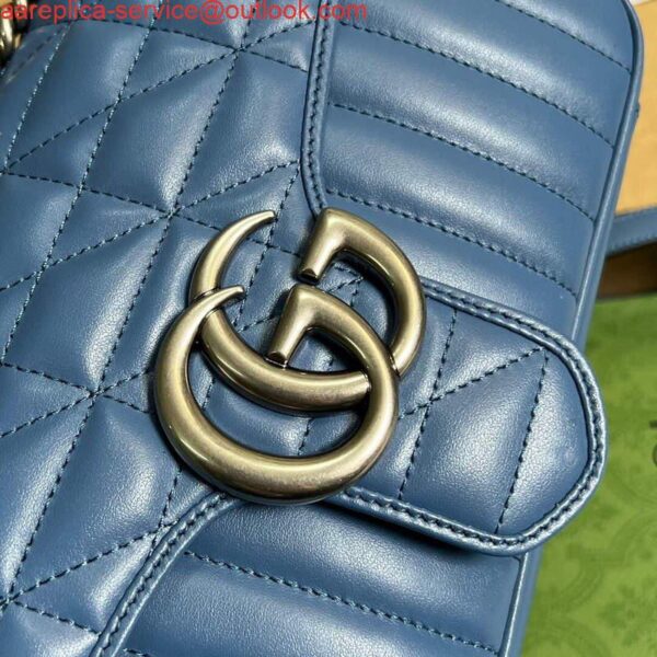 Replica Gucci 443497 GG Marmont Small Shoulder Bag Blue 6