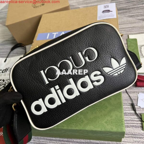 Replica Adidas x Gucci small shoulder bag 702427 Black leather 5