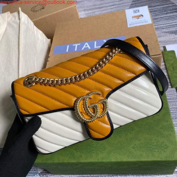 Replica Gucci 443497 GG Marmont Small Shoulder Bag Yellow White 3