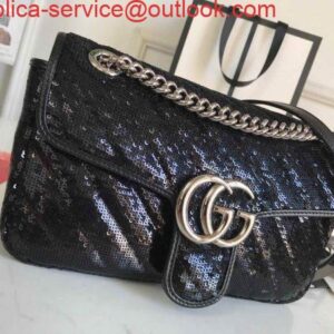 Replica Gucci 443497 GG Marmont Small Shoulder Sequin Bag Black