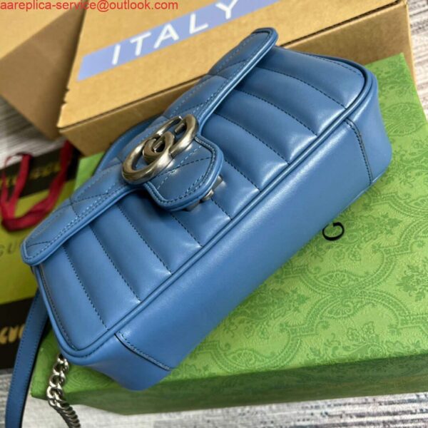 Replica Gucci 446744 GG Marmont Matelassé Mini Bag Blue 6