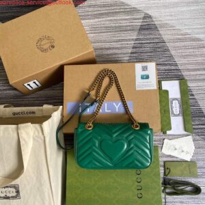 Replica Gucci 446744 GG Marmont Matelassé Mini Bag Green 2