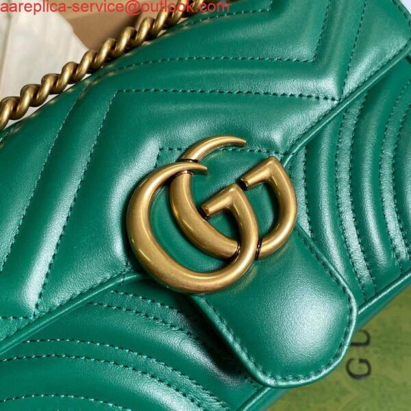 Replica Gucci 446744 GG Marmont Matelassé Mini Bag Green 6