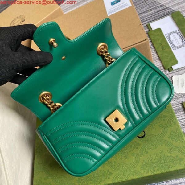 Replica Gucci 446744 GG Marmont Matelassé Mini Bag Green 9