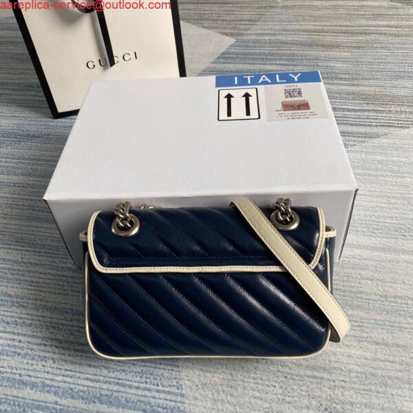 Replica Gucci 446744 GG Marmont Matelassé Mini Bag Navy Blue 3