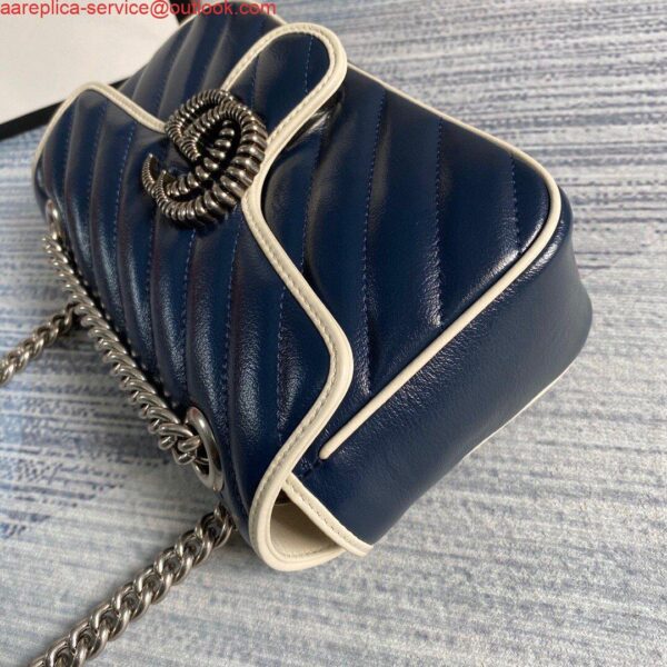 Replica Gucci 446744 GG Marmont Matelassé Mini Bag Navy Blue 6