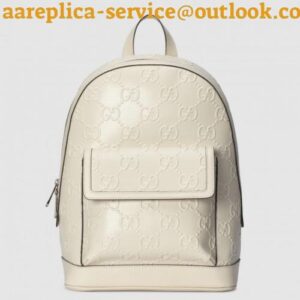 Replica Gucci Medium Backpack In White GG Embossed Perforated Leather