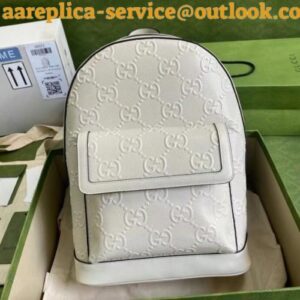 Replica Gucci Medium Backpack In White GG Embossed Perforated Leather 2