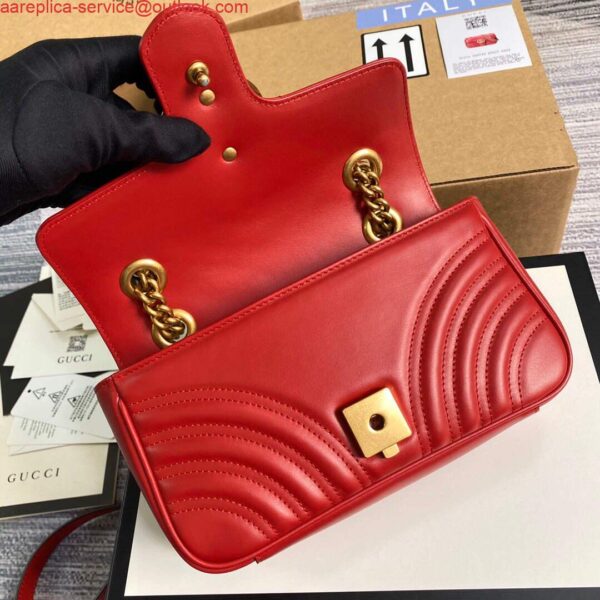 Replica Gucci 446744 GG Marmont Matelassé Mini Bag Red 7