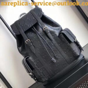 Replica Gucci Men's Backpack In Black GG Embossed Leather 2