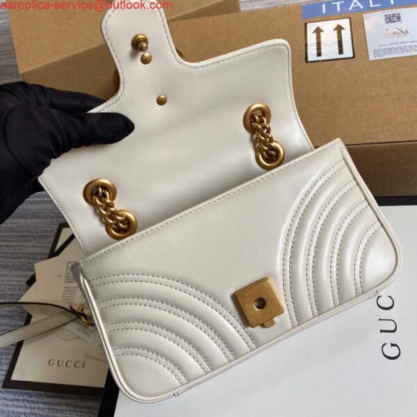 Replica Gucci 446744 GG Marmont Matelassé Mini Bag White 7