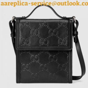 Replica Gucci Messengers Bag In Black GG Embossed Leather