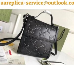 Replica Gucci Messengers Bag In Black GG Embossed Leather 2