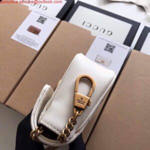 Replica Gucci 476433 GG Marmont Matelassé Leather Super Mini Bag White 2