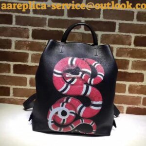 Replica Gucci mens backpacks snake print leather backpack 451000 Black(enyi-741304)