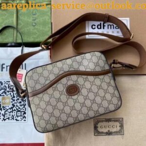 Replica Replica Gucci Beige GG Supreme Messenger Bag with Interlocking G 2