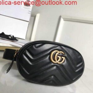 Replica Gucci 476434 GG Marmont Matelassé Leather Belt Bag Black