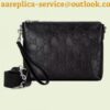 Replica Replica Gucci Messenger Bag In Black GG Embossed Perforated Leather 2