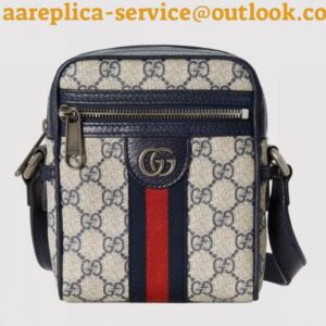 Replica Replica Gucci Ophidia GG Messenger Bag In Blue GG Supreme Canvas