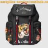 Replica Gucci Vintage Logo Print Leather Backpack Bag 547834 Black 2