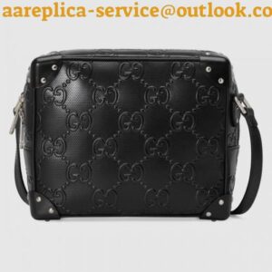 Replica Replica Gucci Trunks Messenger Bag In Black GG Embossed Perforated Leather