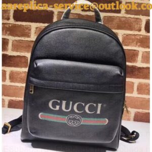 Replica Gucci Vintage Logo Print Leather Backpack Bag 547834 Black 2