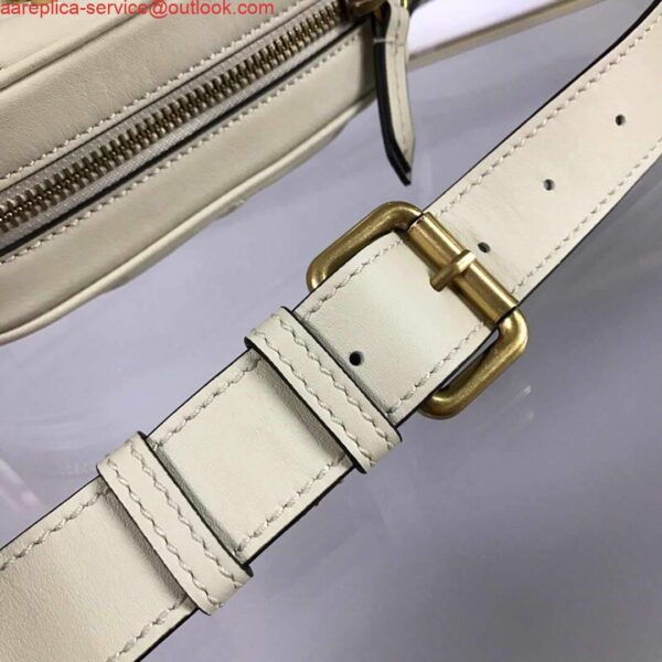 Replica Gucci 476434 GG Marmont Matelassé Leather Belt Bag White 9