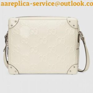 Replica Replica Gucci Trunks Messenger Bag In White GG Embossed Perforated Leather