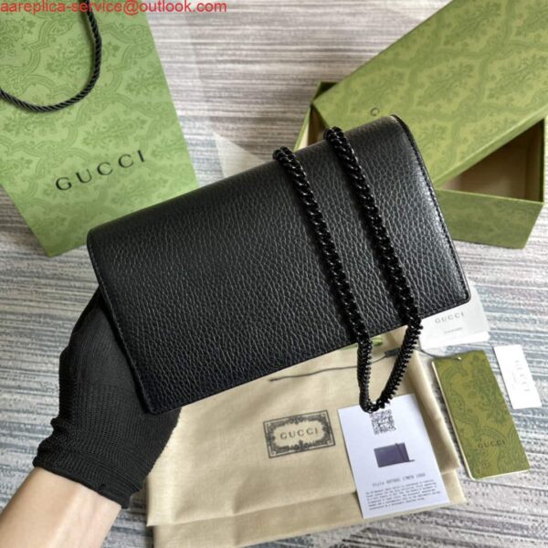 Replica Gucci 497985 GG Marmont Leather Mini Chain Bag Black 3