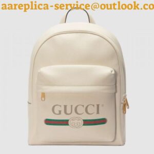 Replica Gucci White Print Leather Logo Backpack