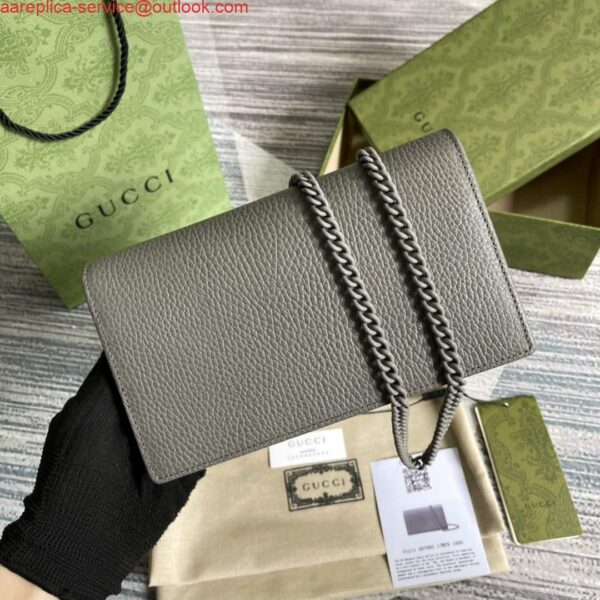 Replica Gucci 497985 GG Marmont Leather Mini Chain Bag Dark grey 3