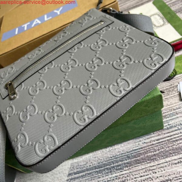 Replica Gucci 406410 GG embossed small messenger bag Grey 6