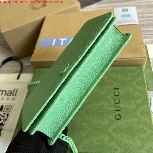 Replica Gucci 497985 GG Marmont Leather Mini Chain Bag Green 5