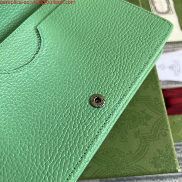 Replica Gucci 497985 GG Marmont Leather Mini Chain Bag Green 6