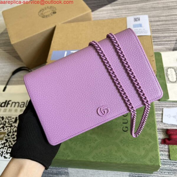 Replica Gucci 497985 GG Marmont Leather Mini Chain Bag Light purple 6