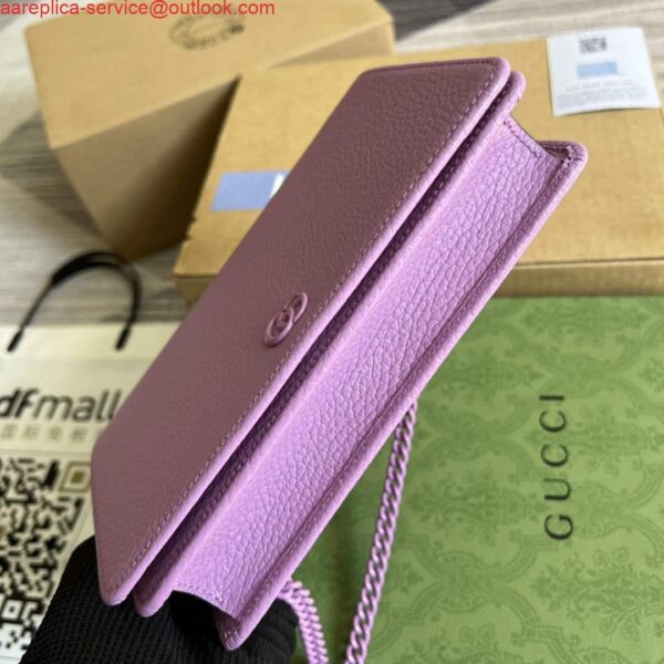 Replica Gucci 497985 GG Marmont Leather Mini Chain Bag Light purple 9