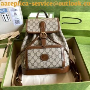 Replica Replica Gucci Interlocking G Backpack In Beige GG Supreme Canvas 2