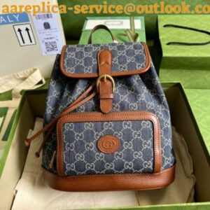 Replica Replica Gucci Interlocking G Backpack In GG Denim Jacquard 2