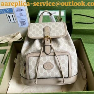 Replica Replica Gucci Interlocking G Backpack In White GG Supreme Canvas 2